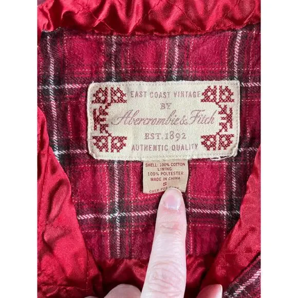 Abercrombie Fitch East Coast Vintage Jacket Womens Small Red Plaid Button Up - Picture 4 of 7